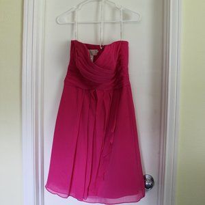Bridesmaid Chiffon Dress w/ Front Cascade PINK